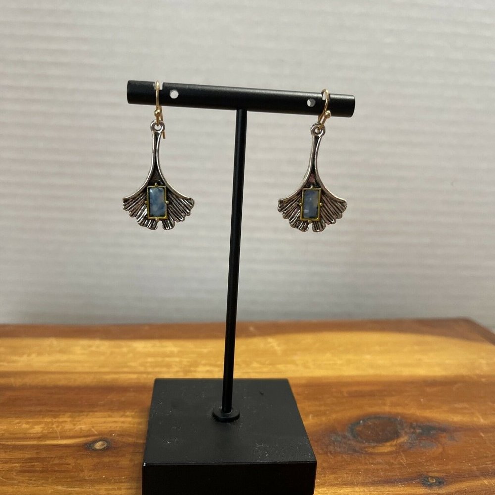 NWOT Fishhook Earrings Blue and Gold/silver tone dainty